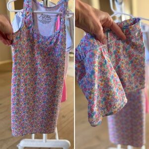 Azarhia Girls Floral Active Tank Dress - Multicolor